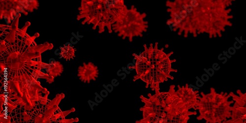 Virus abstract transparent models. Medicine research background. 3D rendering.