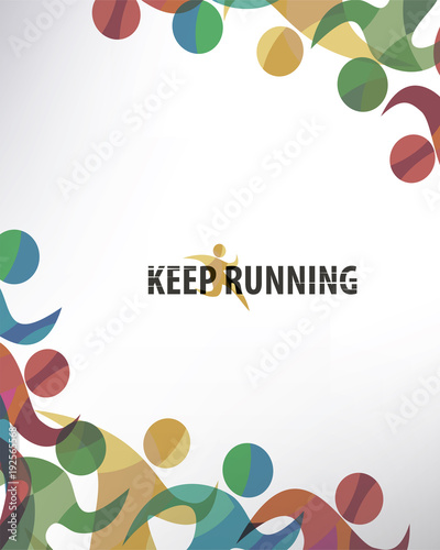 running people set of stylized icons and silhouettes, sport and activity  background