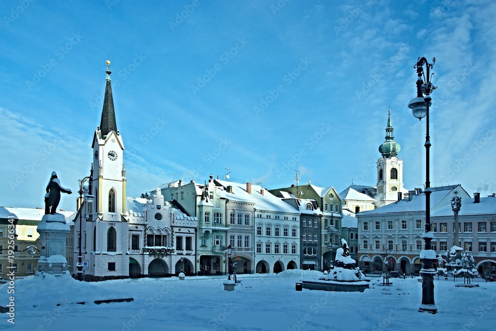 Czech Republic-square in city Trutnov in winter Stock Photo | Adobe Stock