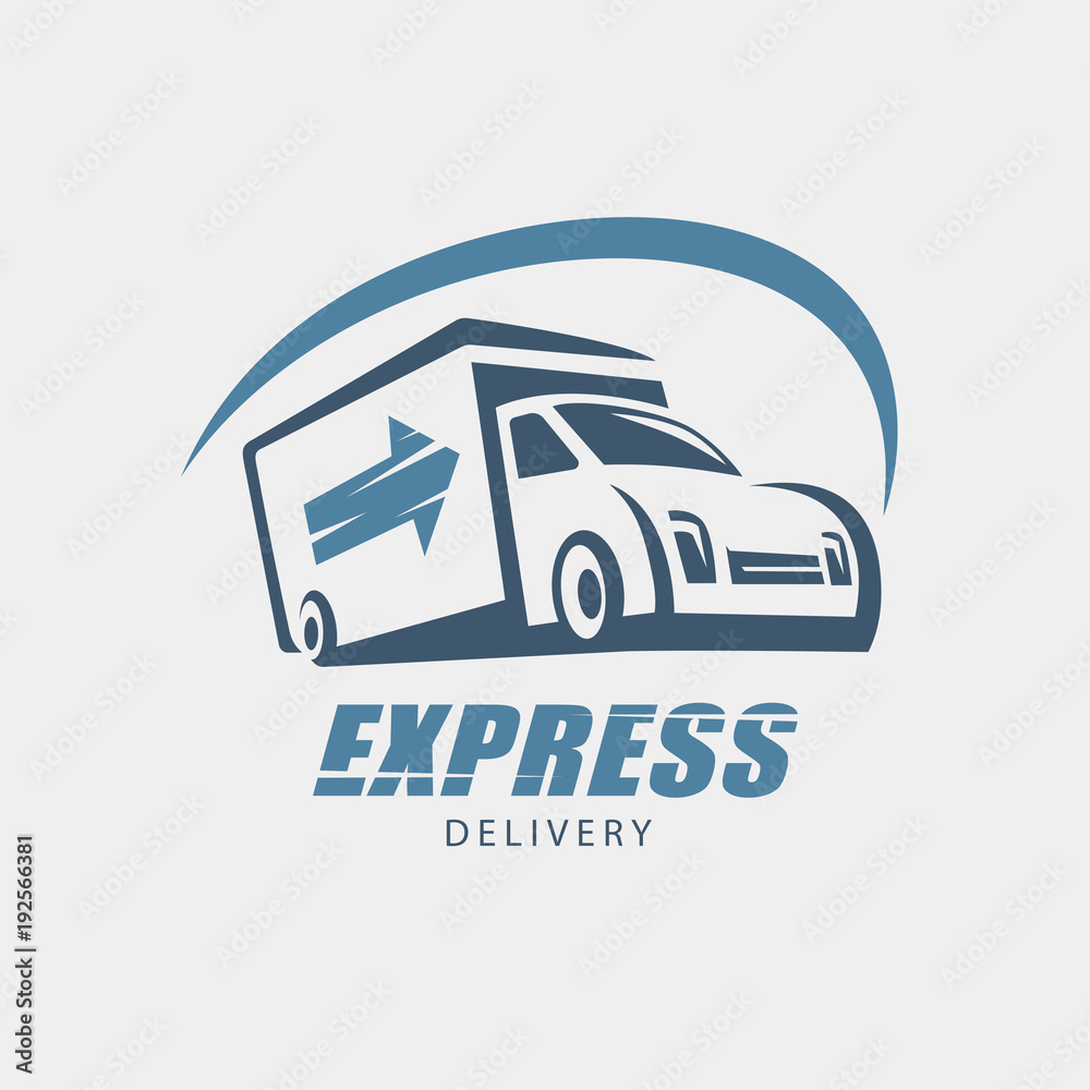 delivery and shipping service logo template, minivan stylized symbol delivery and shipping service logo template, minivan stylized symbol