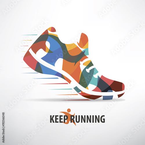 sneaker stylized vector symbol, running concept background