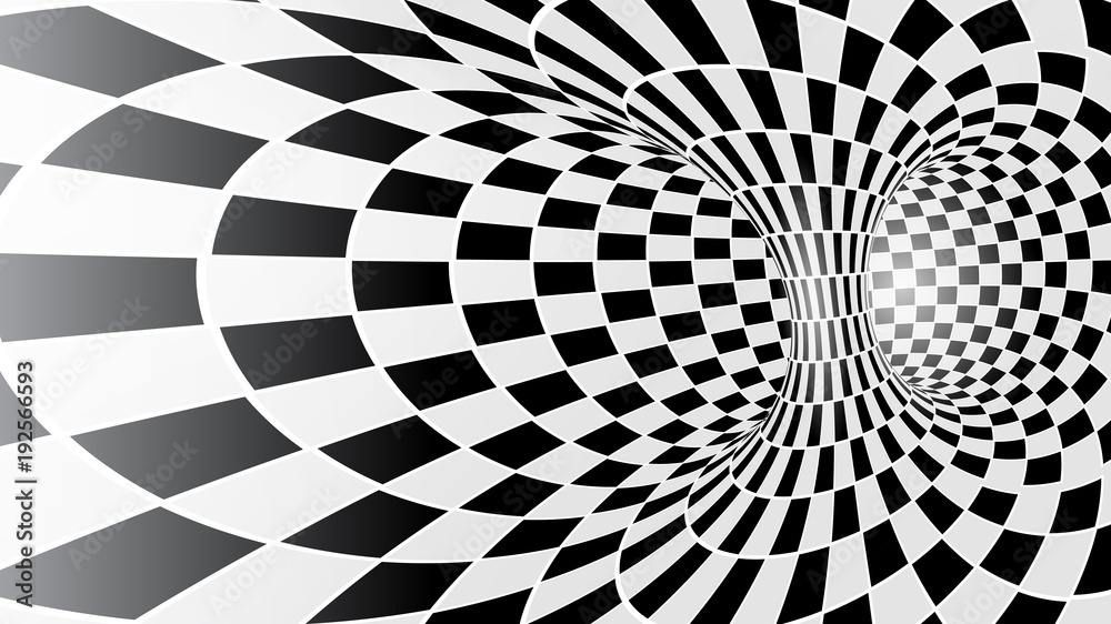 Black and white abstract vector tunnel