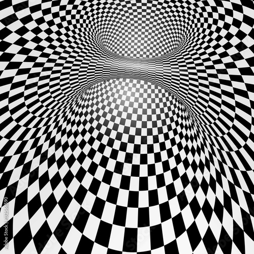Carta da parati 3D Tunnel - Carta da parati Black and white abstract vector tunnel