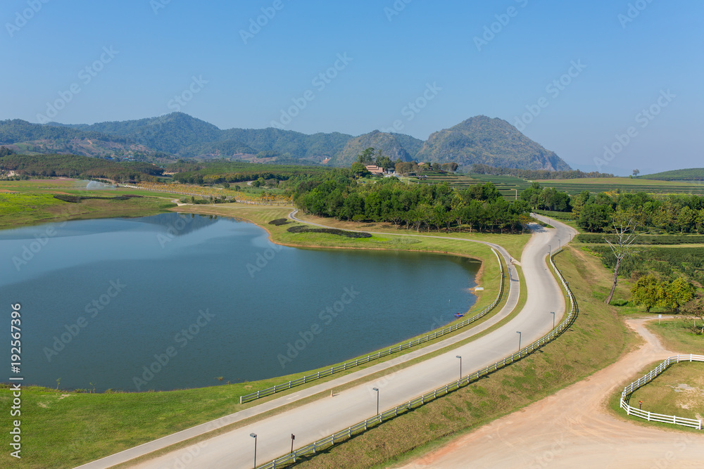Top view of the beautiful landscape in Singha Park in Chiang Rai, Northern Thailand