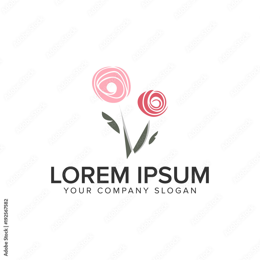 Flower Abstract logo design concept template.