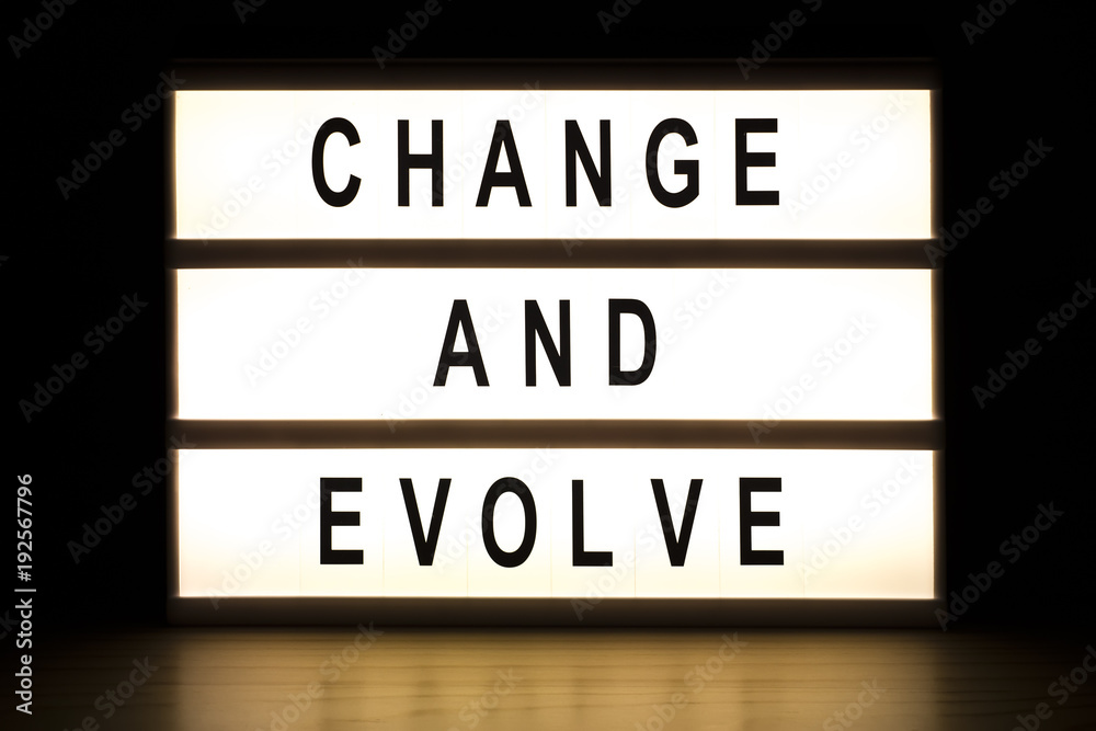 Change and evolve light box sign board