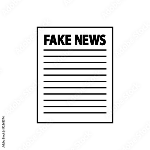 Icono plano FAKE NEWS en papel en color negro