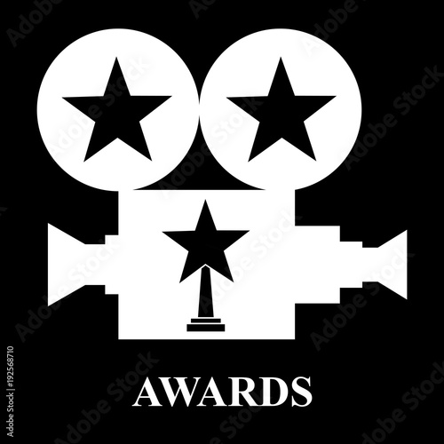 white projector awards star trophy vector illustration black background