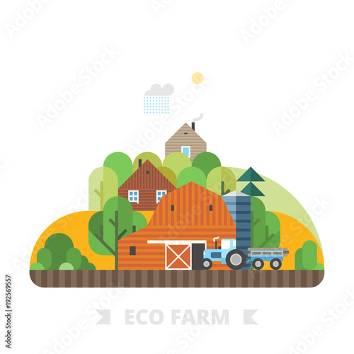 Farm in the hills. Ecological settlement.