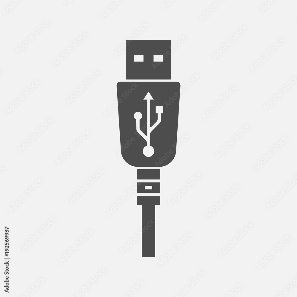 USB charging plug icon. Vector illustration.