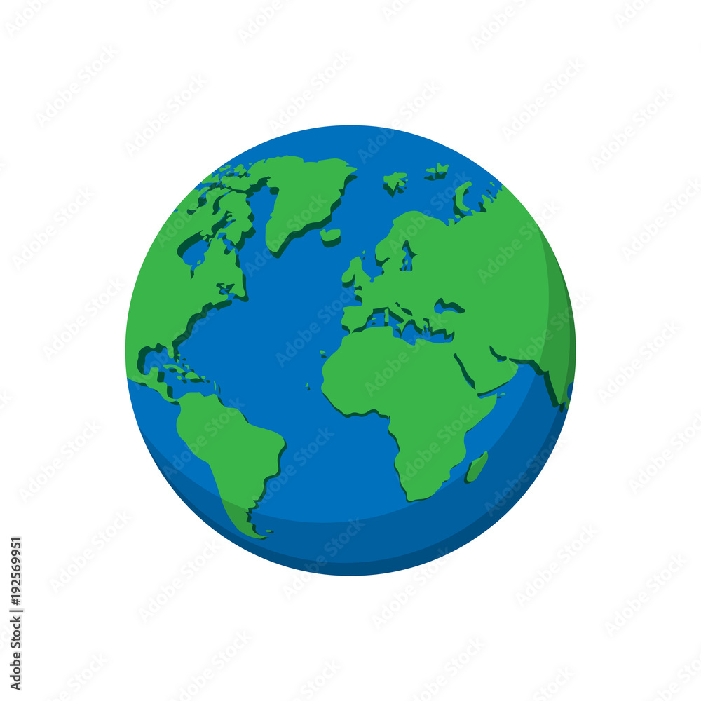 Flat planet Earth icon. isolated on white background. Vector illustration.