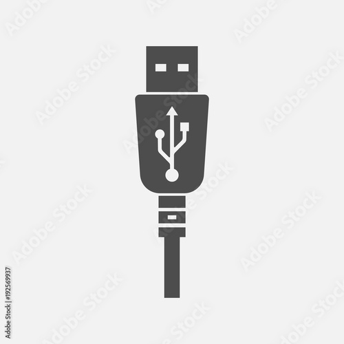 USB charging plug icon. Vector illustration.