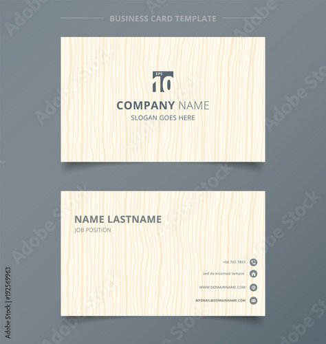 Creative business card and name card light brown wood pattern background template concept and commercial design.