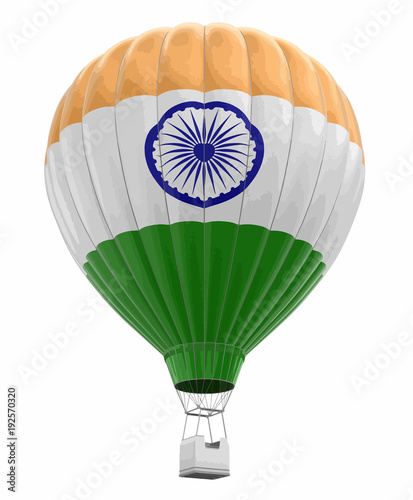 Hot Air Balloon with Indian Flag. Image with clipping path