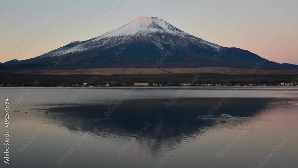 Mt. Fuji Becoming Pink at Sunrise (phenomenon called Beni-Fuji) Mt. Fuji Becoming Pink at Sunrise (phenomenon called Beni-Fuji)