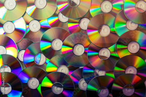 cd collection background. top view photo