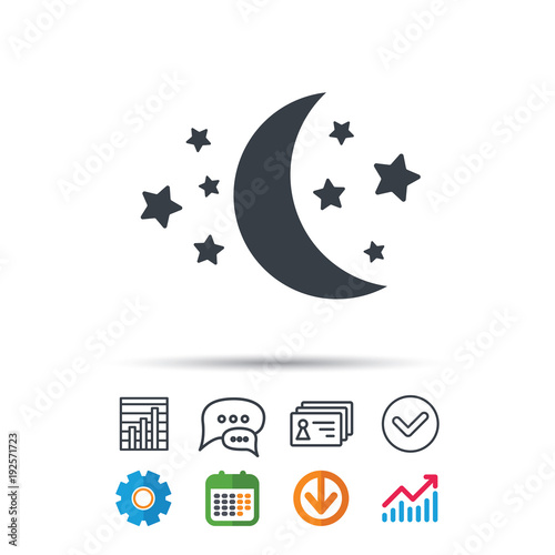 Moon and stars icon. Night sleep sign.