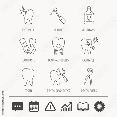 Tooth, stomatology and toothache icons.