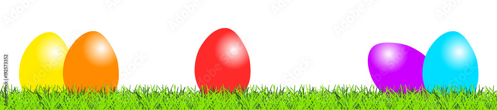 easter border with colourful eggs and grass seamless