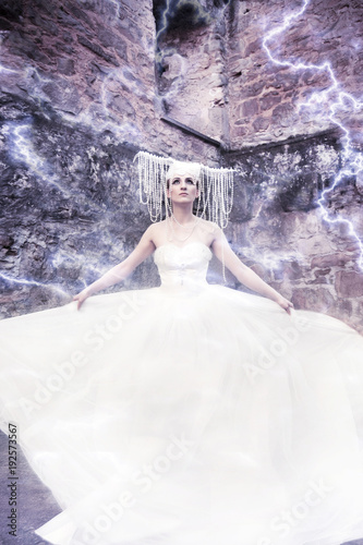 Goddess of nature, Portrait of a thunderstorm woman, photography art