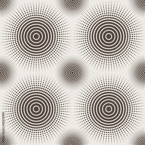Seamless geometric pattern. Vector ornament, halfton. Round vintage dots set