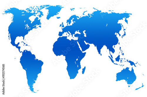 dark and light blue gradient world map  isolated