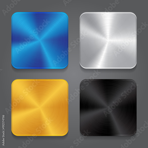 Cards with metal background. Metallic texture.