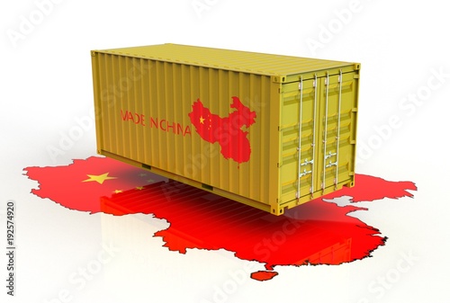Canvas Print 3d illustration of china iso container isolated on white