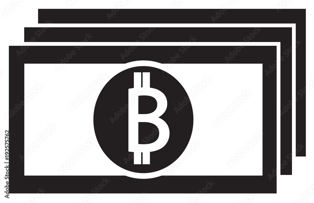 Bitcoin crypto currency icon or logo vector on a bank note or bill. Symbol for bank or banking on a digital economy with virtual cash and currencies used for commerce payment and financial network. Bitcoin crypto currency icon or logo vector on a bank note or bill. Symbol for bank or banking on a digital economy with virtual cash and currencies used for commerce payment and financial network.