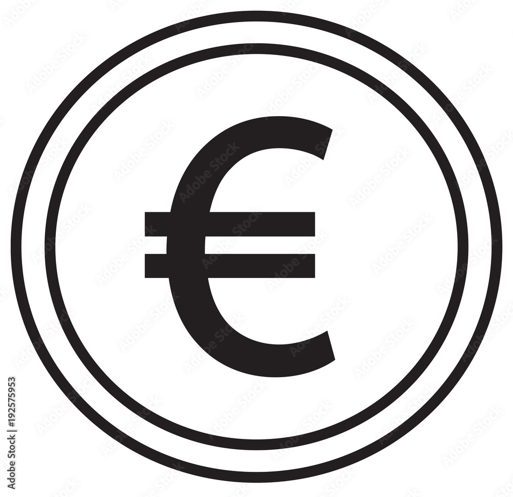 Euro currency icon or logo vector over a coin. Symbol for European Union bank, banking or Europe Eurozone finances. Euro currency icon or logo vector over a coin. Symbol for European Union bank, banking or Europe Eurozone finances.