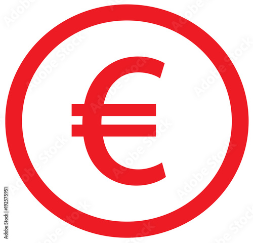 Euro currency icon or logo vector over a coin. Symbol for European Union bank, banking or Europe Eurozone finances.
