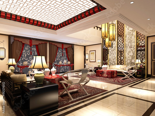 Fototapeta Naklejka Na Ścianę i Meble -  3d render of living room