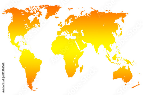 Fototapeta Naklejka Na Ścianę i Meble -  orange yellow gradient world map, isolated