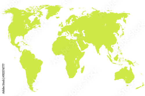 pistachio green world map  isolated