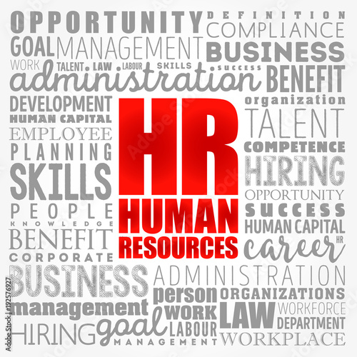 HR - Human Resources word cloud collage, business concept background