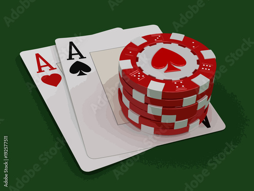 chips of casino and aces. Image with clipping path
