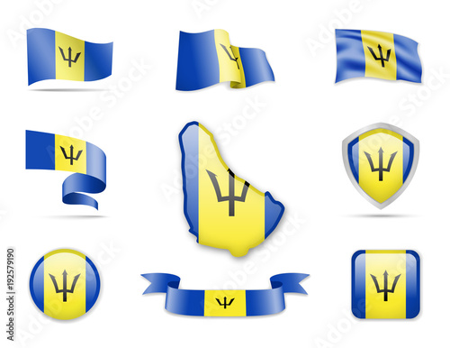 Free Download Barbados Flags Collection. Flags and contour map. Vector illustration - GFXLoad