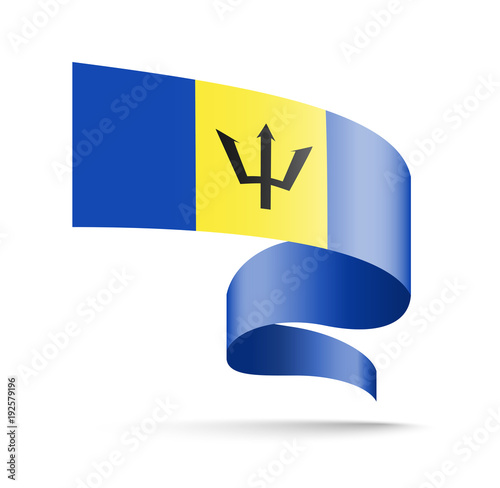Barbados flag in the form of wave ribbon.