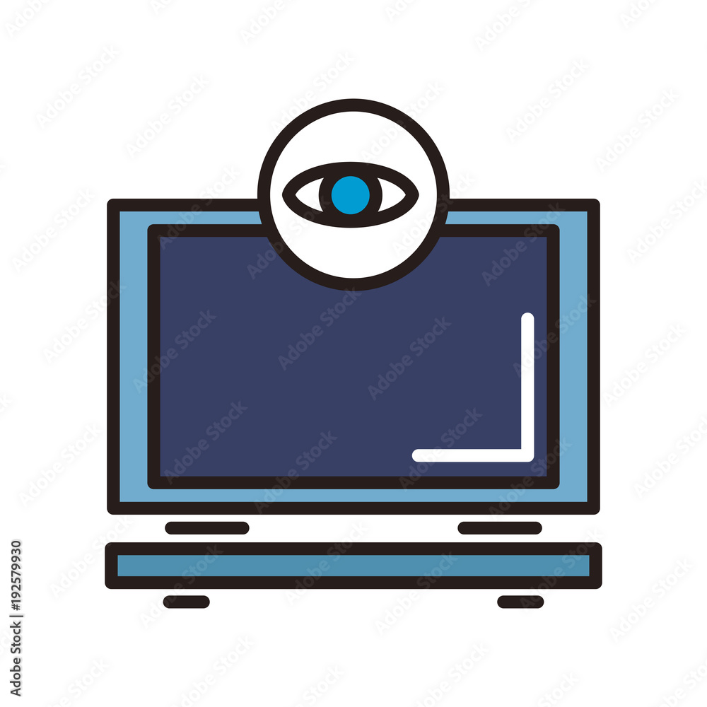 Laptop biometric recognition line icon vector illustration graphic Laptop biometric recognition line icon vector illustration graphic