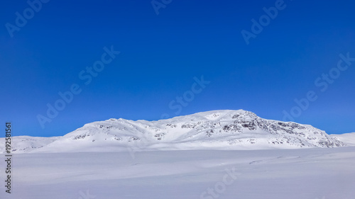 A large snowy mountain in Sweden near the polar circle. © Forenius