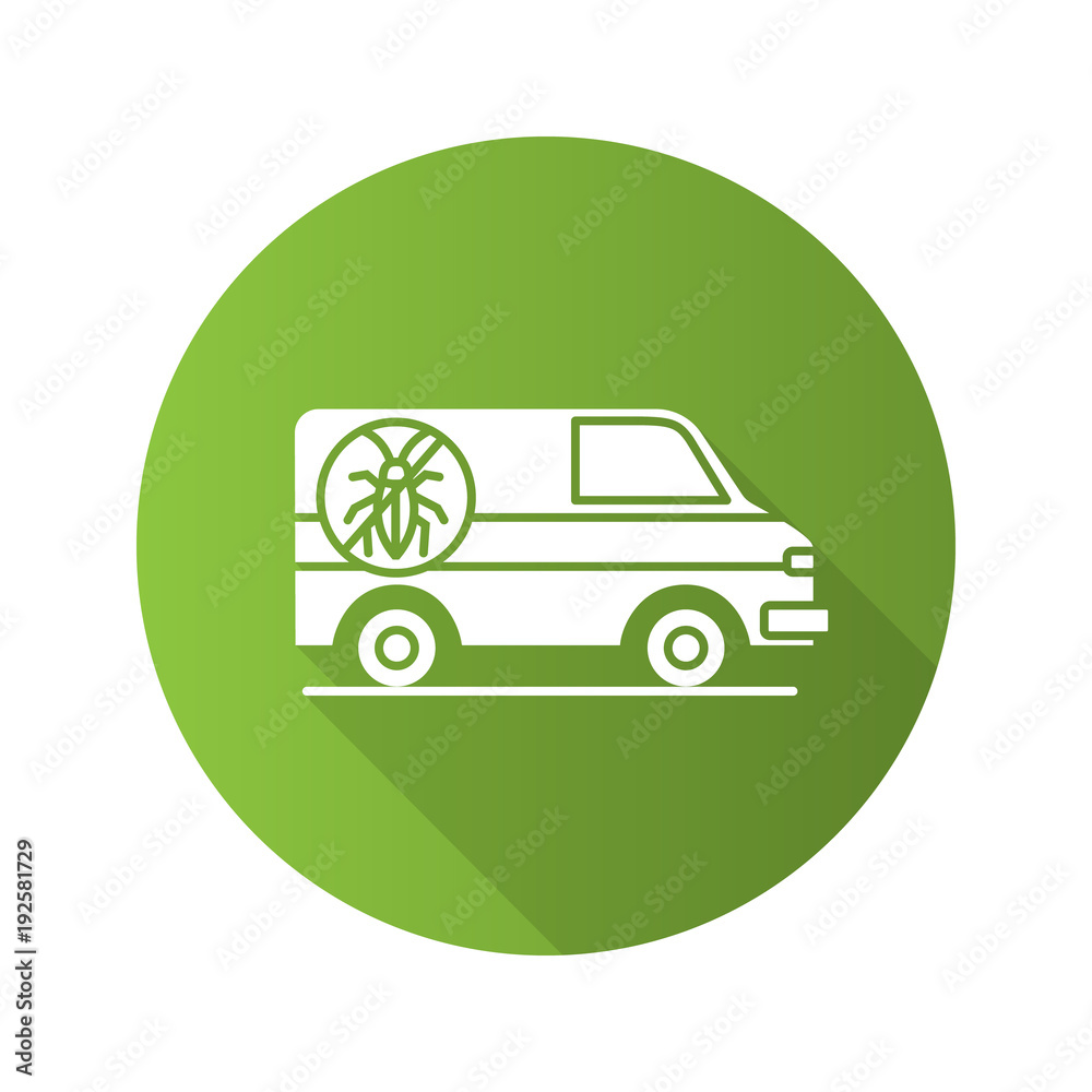 Exterminator mini bus car flat design long shadow glyph icon Exterminator mini bus car flat design long shadow glyph icon