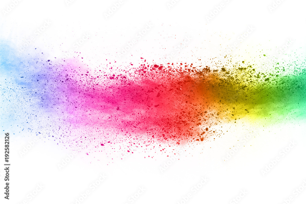 Colorful powder explosion on white background. Colorful powder explosion on white background.
