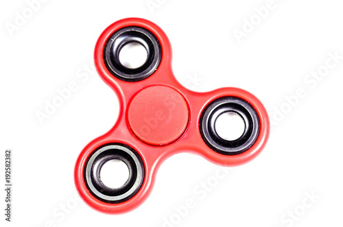 Red fidget spinner isolated on white