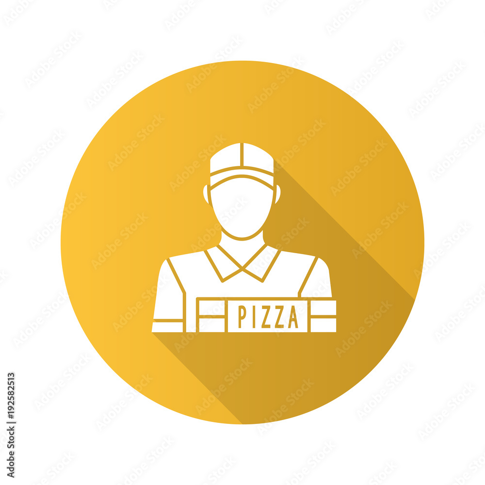 Pizza deliveryman flat design long shadow glyph icon Pizza deliveryman flat design long shadow glyph icon