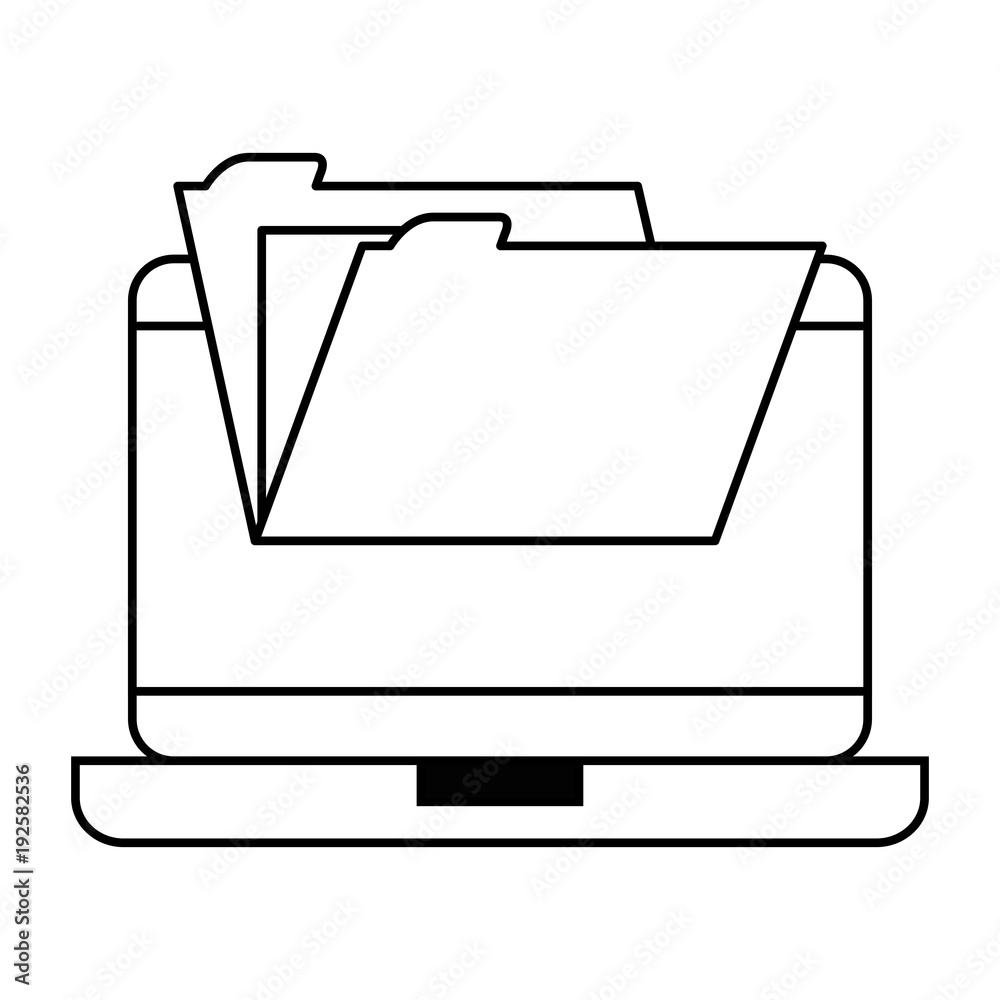 laptop computer with folder vector illustration design