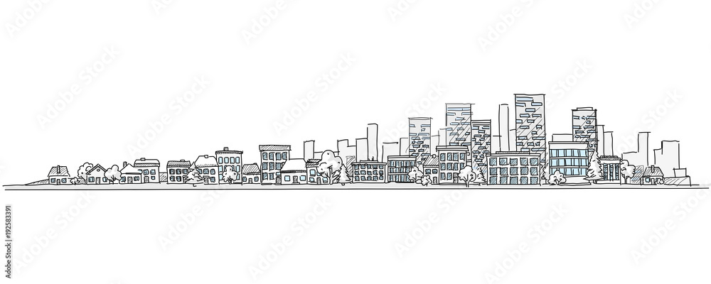 City Sketch Vector Art Icons and Graphics for Free Download