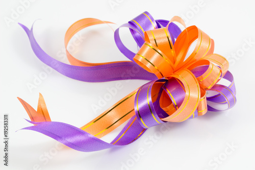 Gift bow ribbon isolated on white background.