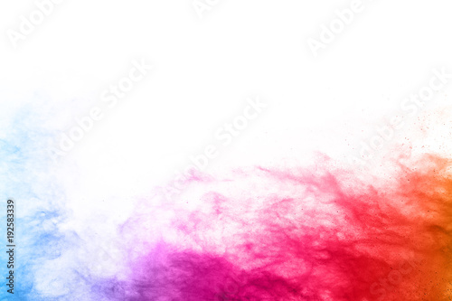 abstract powder splatted on white background.