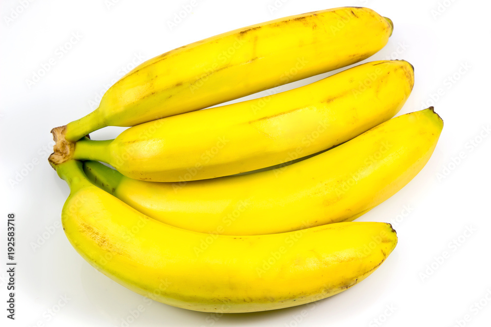 Banana, Ripe banana, yellow bananas isolated on white background. with clipping path.