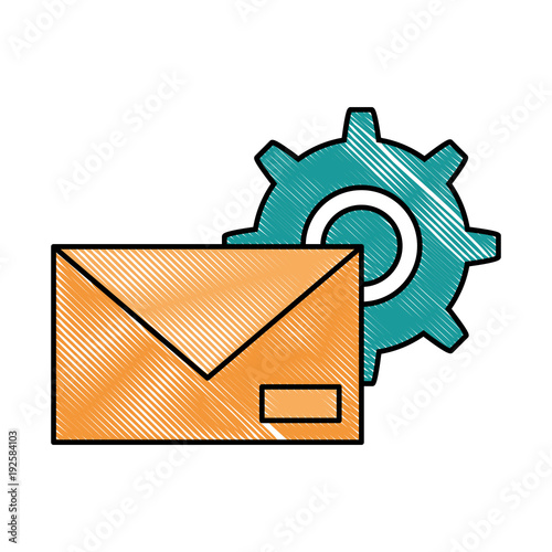 envelope mail with gear vector illustration design